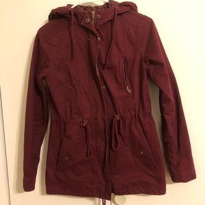 Maroon hooded jacket